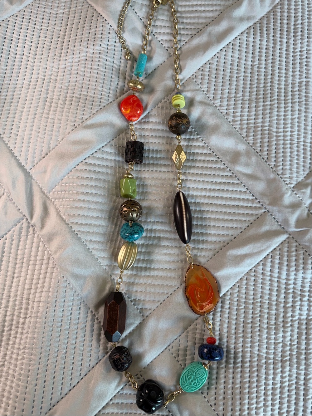 Chico’s Multicolor Beaded Necklace with Orange and Turquoise Accents